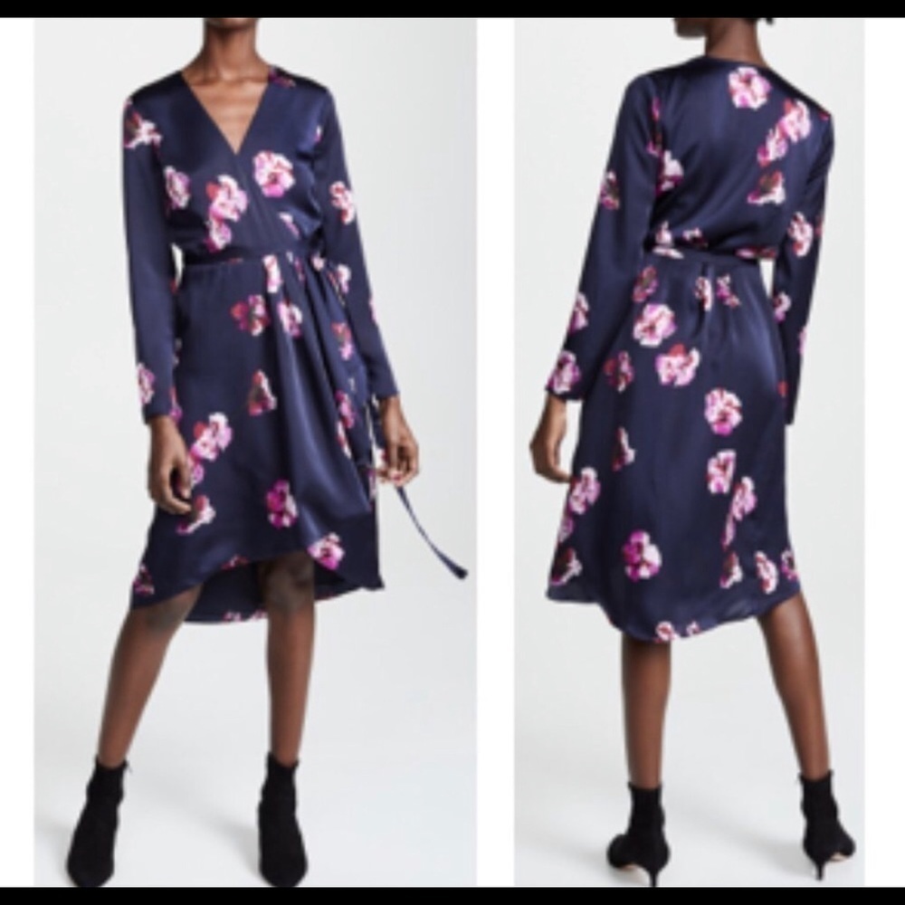 Joie Miltona Purple Floral Print Satin Wrap Dress